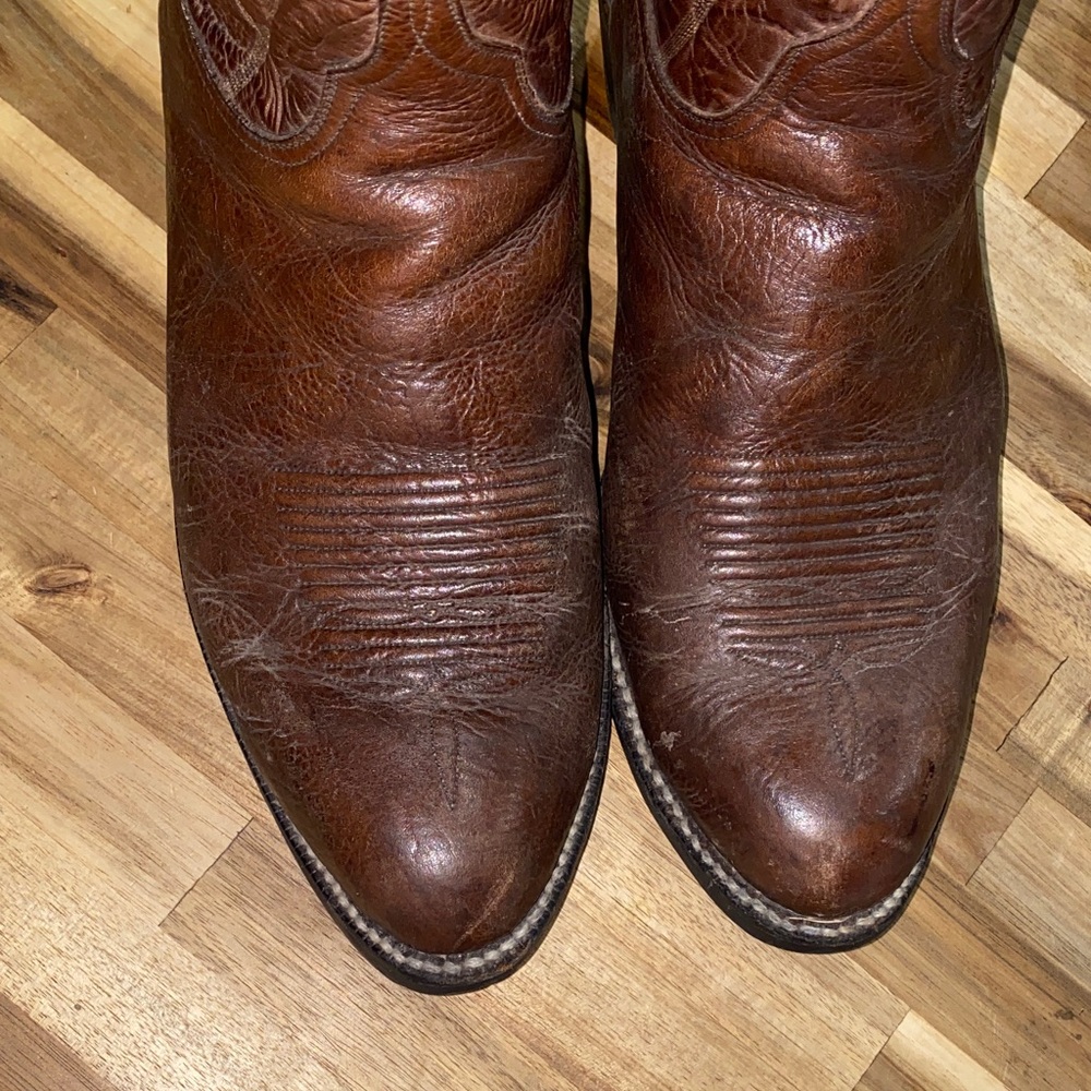 Vintage Lucchese Mens Western Cowboy Boots in Brown Leather - Picture 12 of 14